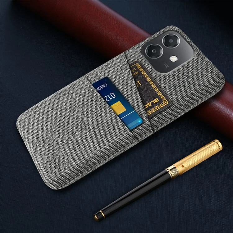 Para Oppo A3x 5G (India) Case Tela + Cubierta de Teléfono de PC Duro Con Ranuras de Doble Tarjeta - Gris