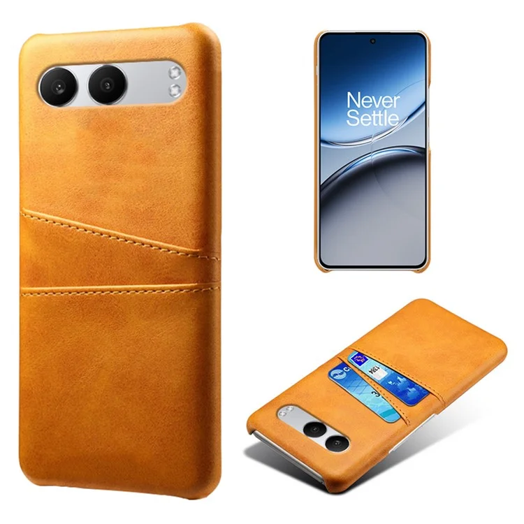 Para o Case OnePlus Nord 4 Slots de Cartão Duplo PU Couro + PC Duro Capa do Telefone - Laranja