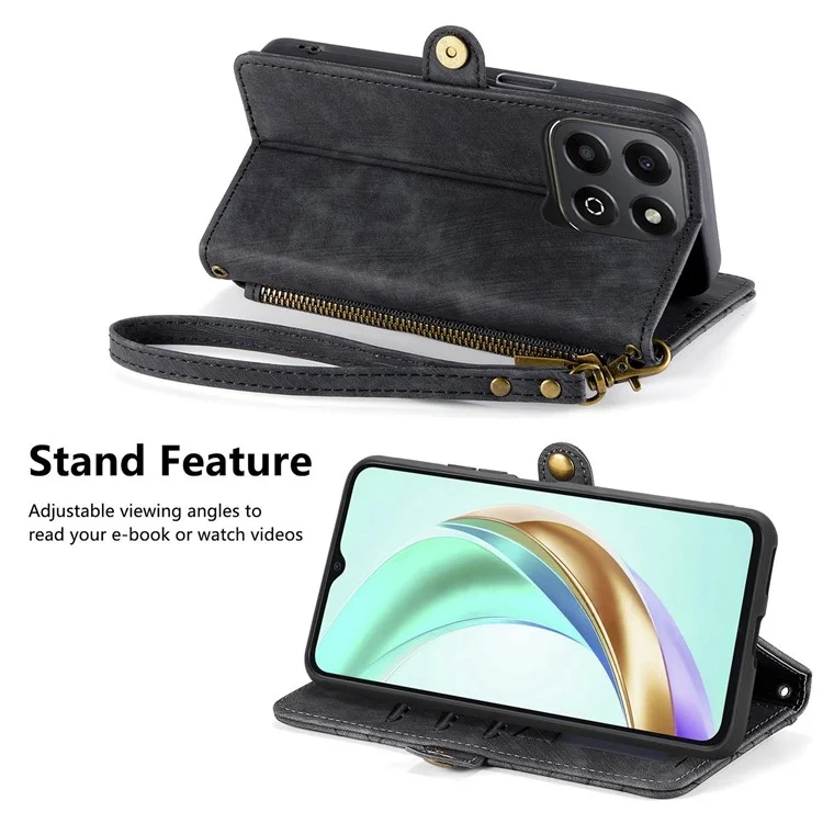 Für Ehren X6b 4G Hülle Reißverschluss Brieftasche Geometrie Linien Leder Telefonabdeckung - Schwarz