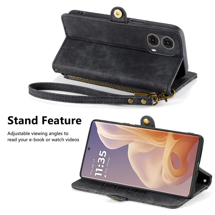Para Motorola Moto G85 5G / S50 Neo 5g Case de Zíper Linhas de Geometria - Preto