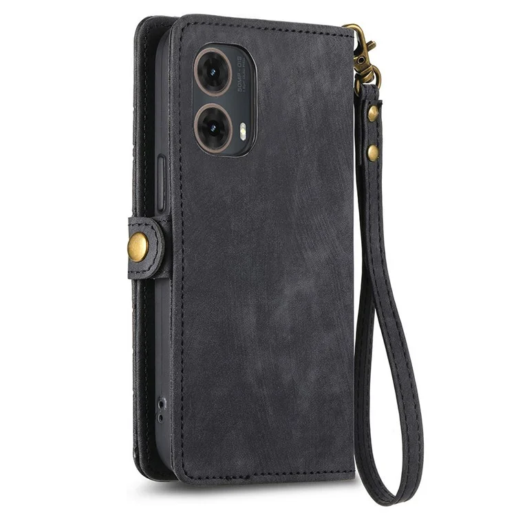 Para Motorola Moto G85 5G / S50 Neo 5g Case de Zíper Linhas de Geometria - Preto