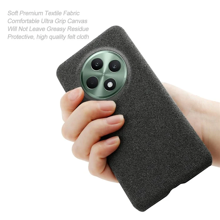 For Oppo Reno12 F 5G Case Cloth Texture Anti-Scratch Protective PC Phone Cover - Black