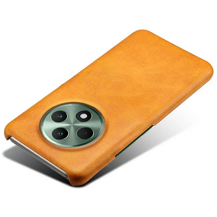 For Oppo Reno12 F 5G Case Calf Texture PU Leather Hard PC Protective Phone Cover - Orange