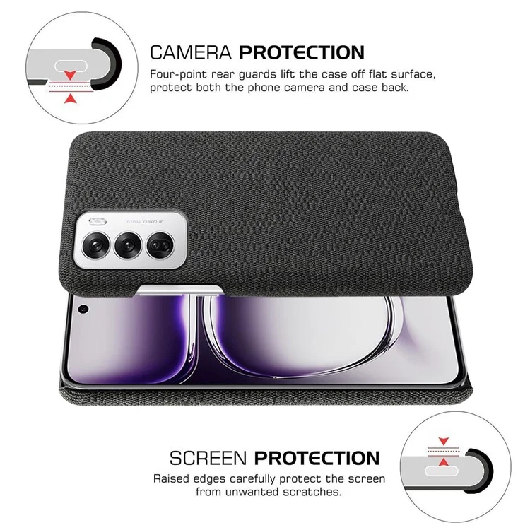 Для Oppo Reno12 5G (Global) Case Tratle Texture Anti-scarch - Черный