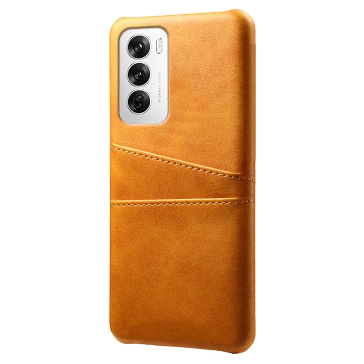 Para Oppo Reno12 5G (Global) Case Dual Card Slots PU Leather + Hard PC Phone Cover - Naranja