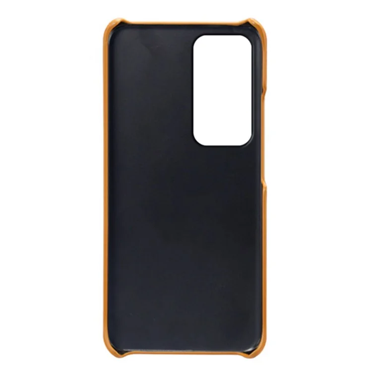 Para Oppo Reno12 5G (Global) Case Dual Card Slots PU Leather + Hard PC Phone Cover - Naranja