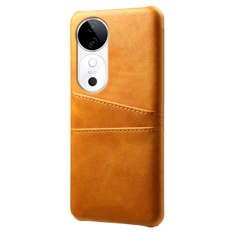 Для Vivo S19 5G Case Dual -card Slots PU Leather + Hard PC Phone Cover - Апельсин