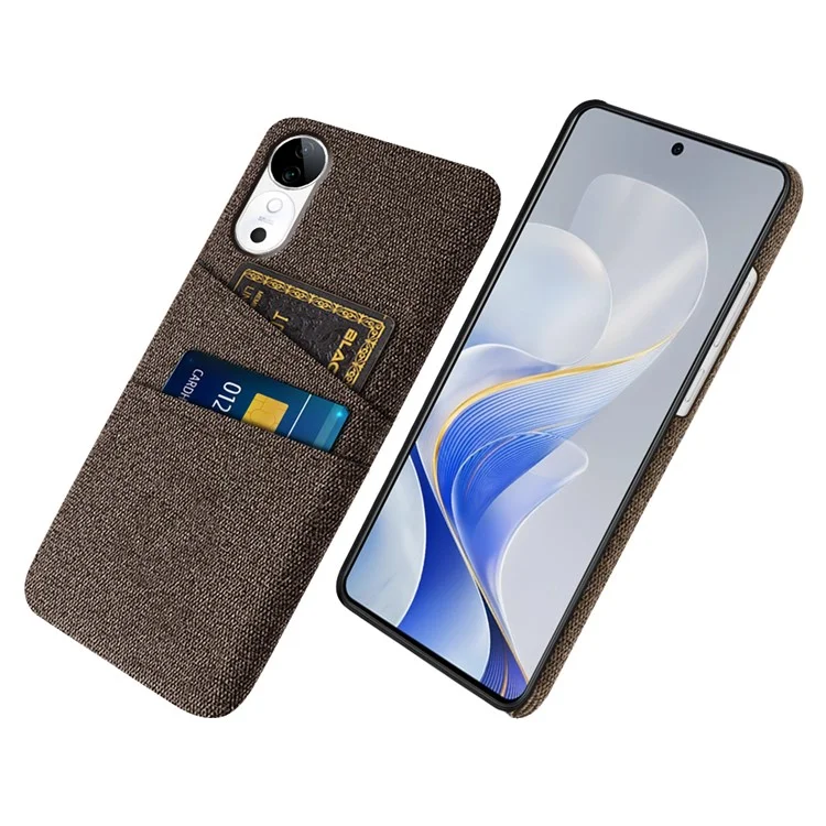 Für Vivo S19 5G Case Tuch + Hartpc -telefonabdeckung Mit Dual -card -slots - Braun