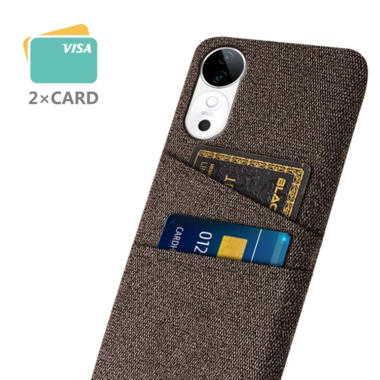 Für Vivo S19 5G Case Tuch + Hartpc -telefonabdeckung Mit Dual -card -slots - Braun