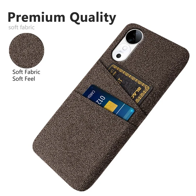 Für Vivo S19 5G Case Tuch + Hartpc -telefonabdeckung Mit Dual -card -slots - Braun