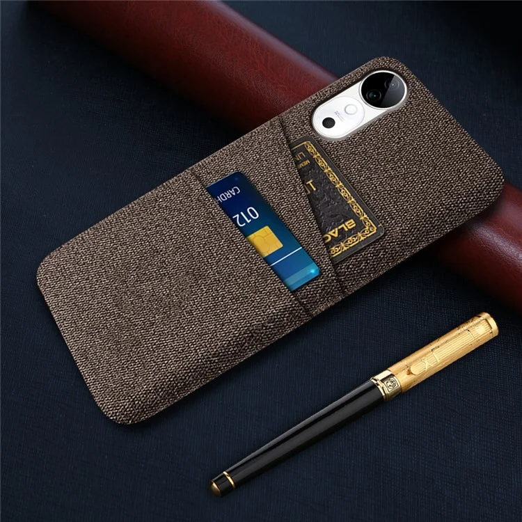 Für Vivo S19 5G Case Tuch + Hartpc -telefonabdeckung Mit Dual -card -slots - Braun