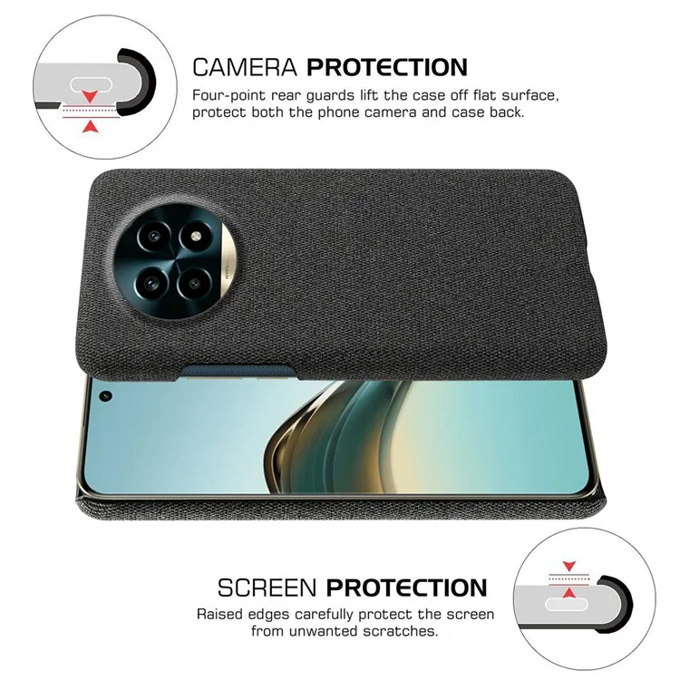 For Realme 13 Pro 5G (Global) / 13 Pro+ 5G (Global) Case Cloth Texture Anti-Scratch Protective PC Phone Cover - Black