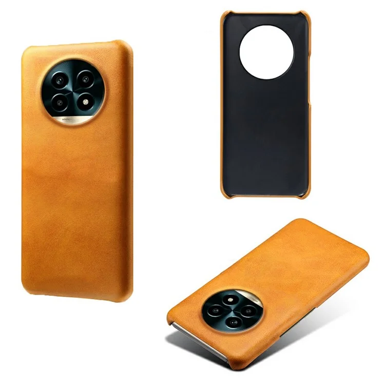 For Realme 13 Pro 5G (Global) / 13 Pro+ 5G (Global) Case Calf Texture PU Leather Hard PC Protective Phone Cover - Orange