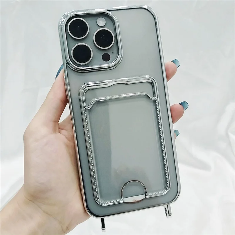 Compra a Granel Para Iphone 16 Pro Case Electroplatando TPU Clear Telephip Cover Con Ranura Para Tarjetas