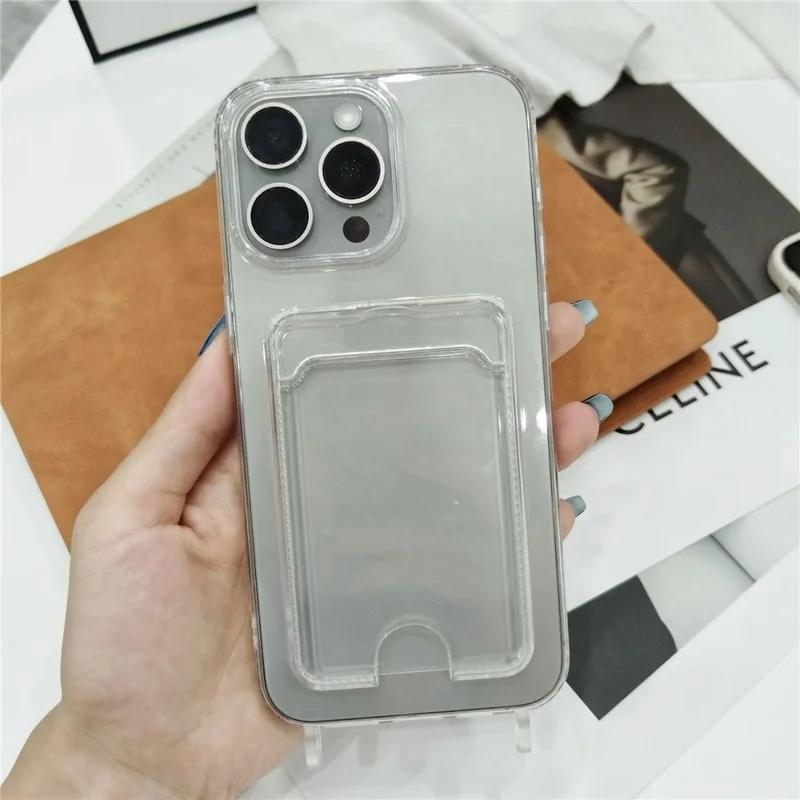 Compra a Granel Para Iphone 16 Pro Case Electroplatando TPU Clear Telephip Cover Con Ranura Para Tarjetas