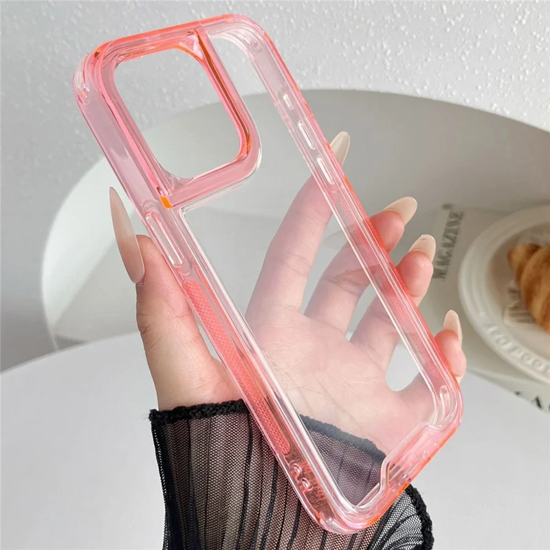 Bulk Purchasing For iPhone 16 Pro Max Case Acrylic+TPU Transparent Protective Back Cover - Pink