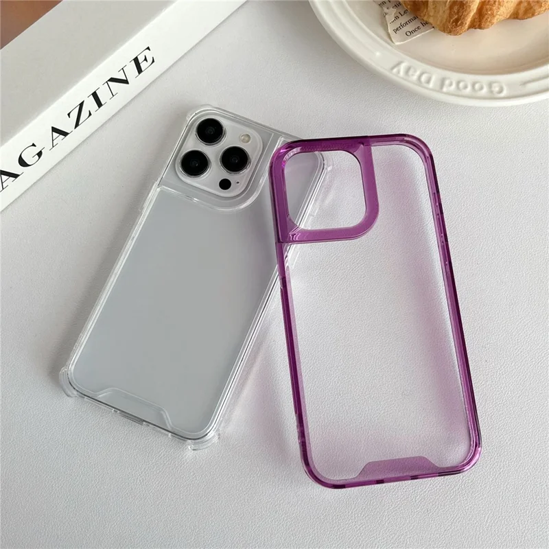 Bulk Purchasing For iPhone 16 Pro Max Case Acrylic+TPU Transparent Protective Back Cover - Pink