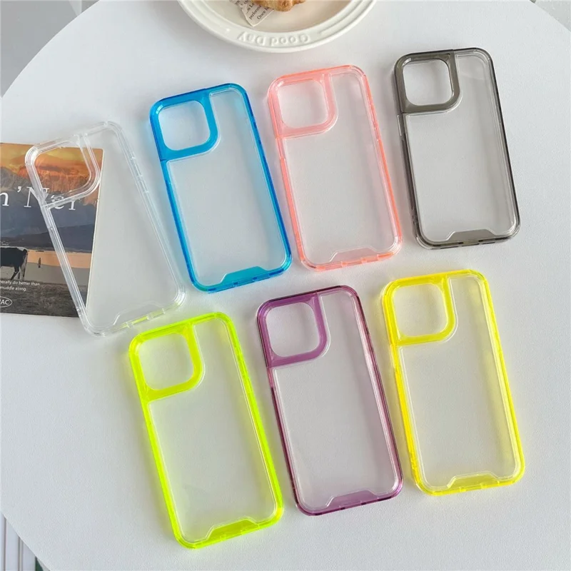 Bulk Purchasing For iPhone 16 Pro Max Case Acrylic+TPU Transparent Protective Back Cover - Pink