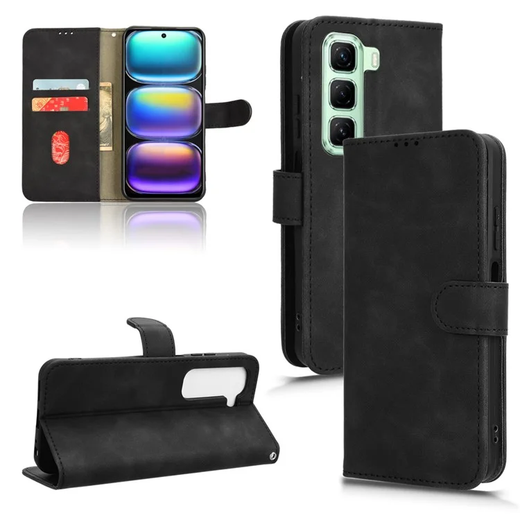 Para Infinix Hot 50 5g Case de Cuero Skin-snedphel Anti-Drop Willet Flip Telephip Cover - Negro