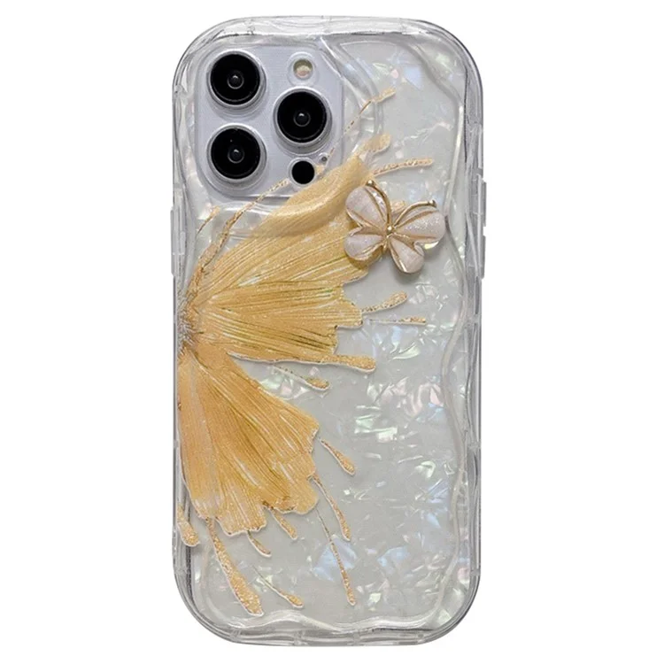 Para Iphone 16 Pro Case Butterfly Decor Tpu Tope -improvisado de Choque Con Tarjeta de Patrón de Carcasa - Amarillo
