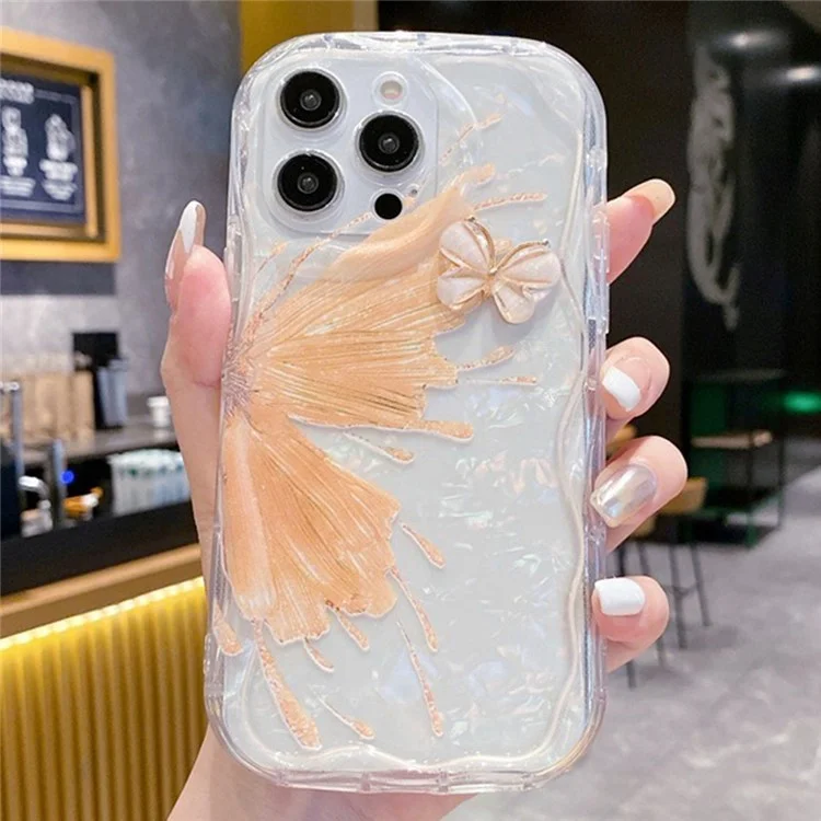 Para Iphone 16 Pro Case Butterfly Decor Tpu Tope -improvisado de Choque Con Tarjeta de Patrón de Carcasa - Amarillo