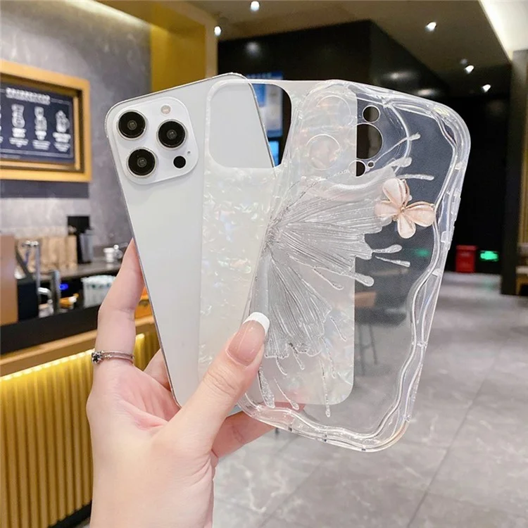 Para Iphone 16 Pro Case Butterfly Decor Tpu Tope -improvisado de Choque Con Tarjeta de Patrón de Carcasa - Amarillo