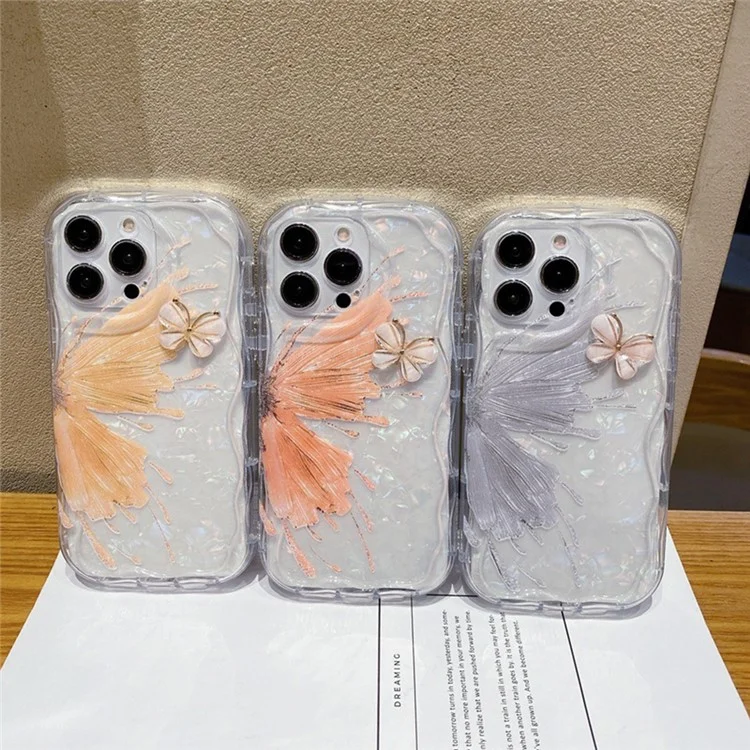 Para Iphone 16 Pro Case Butterfly Decor Tpu Tope -improvisado de Choque Con Tarjeta de Patrón de Carcasa - Amarillo