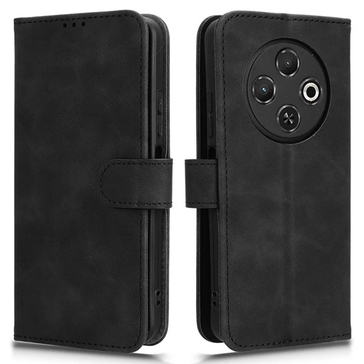 Étui en cuir pour TECNO Spark 30C 4G, effet peau, anti-chute, housse de protection à rabat pour téléphone - Noir