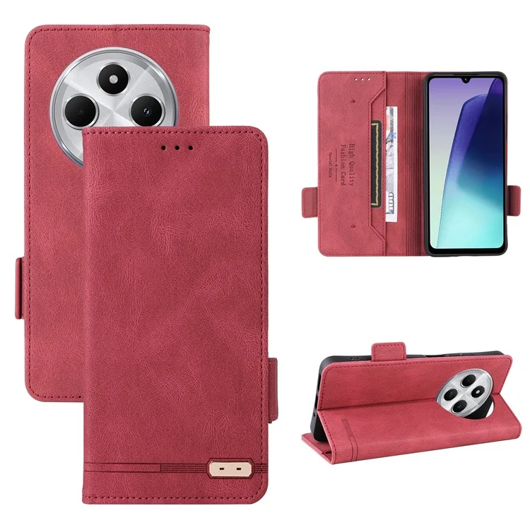 Para Xiaomi Redmi 14C 4G Case de Cuero Flip Phip Cover Con Decoración de Hardware - Rosa