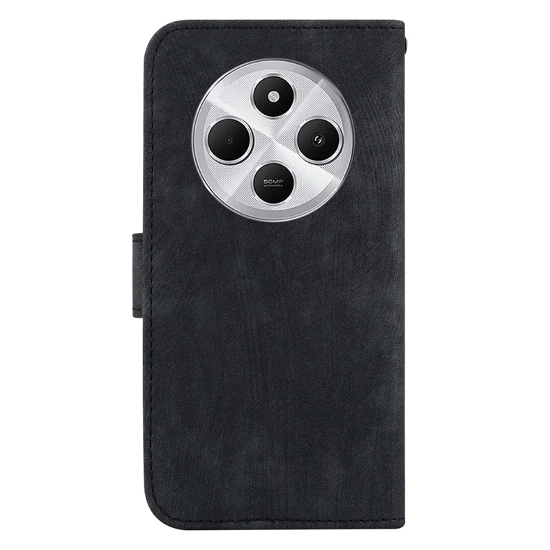 For Xiaomi Poco C75 4G / Redmi 14R 5G / 14C 4G Wallet Case Tiger Imprint Leather Shockproof Phone Cover - Black