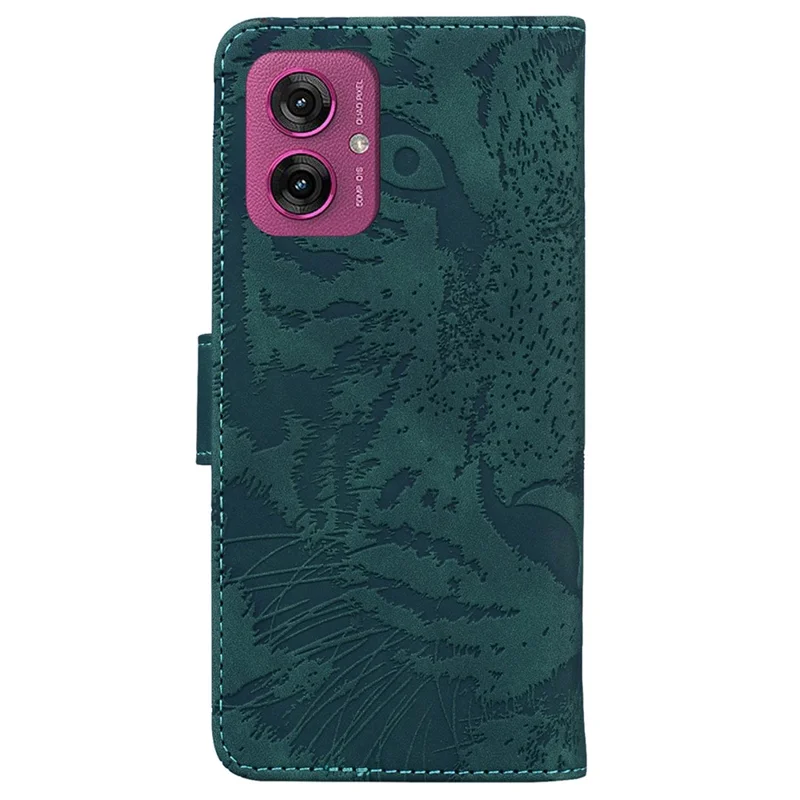 Для Motorola Moto G55 5G Case Tiger Imprint Leather Wallet Cover Phone - Зеленый