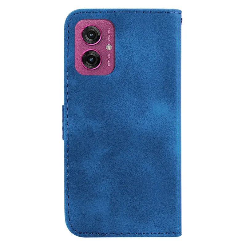 For Motorola Moto G55 5G Stand Case 7-Shaped Pattern Imprint Leather Phone Cover - Dark Blue