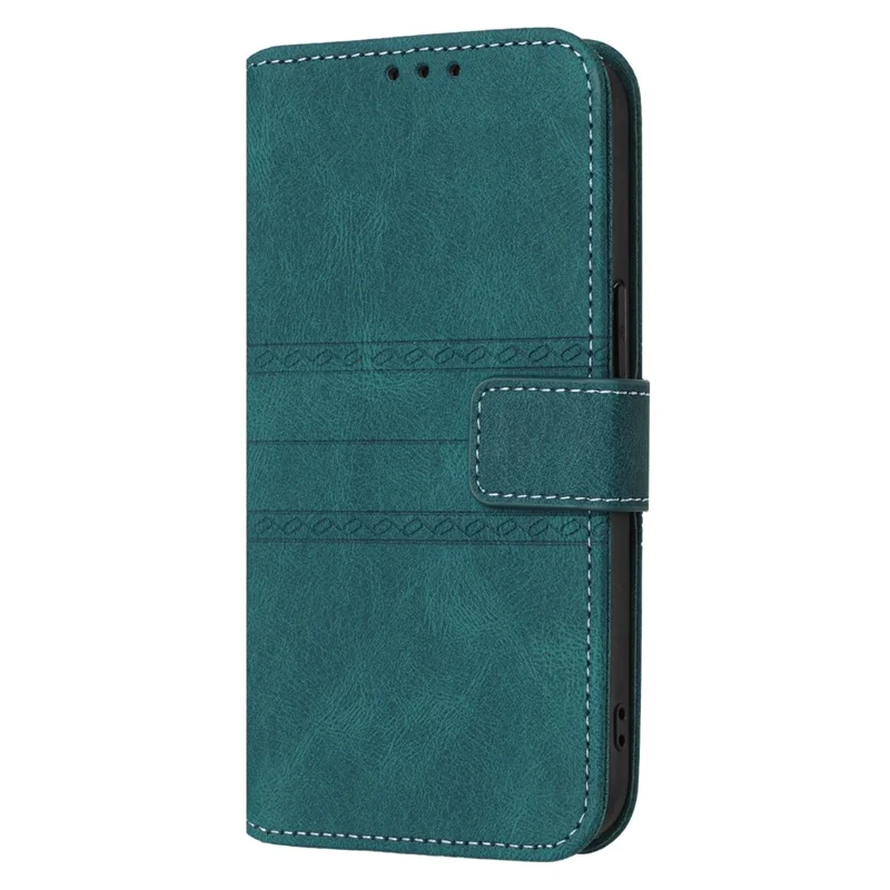 For Xiaomi Poco C75 4G / Redmi 14R 5G / 14C 4G Case Wallet PU Leather Imprinted Pattern Phone Cover - Blackish Green