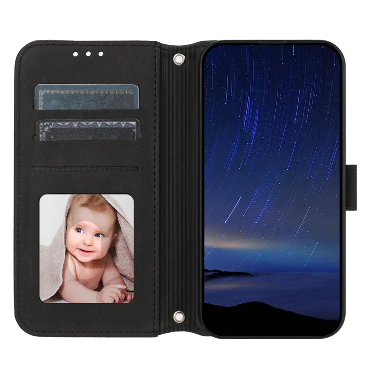 Para Xiaomi 14t Case Wallet PU Cuero Imprimido Patrón de Teléfono Portada - Negro