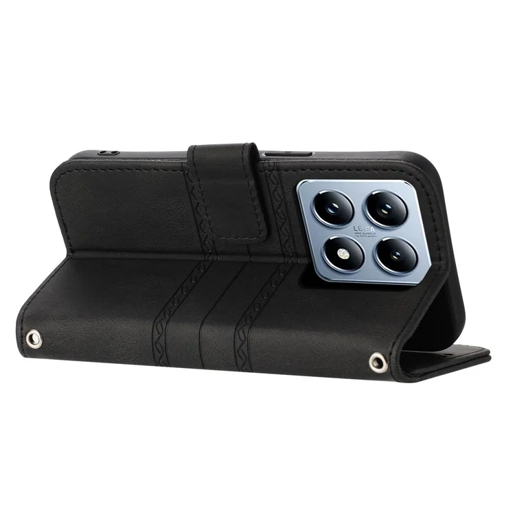 Para Xiaomi 14t Case Wallet PU Cuero Imprimido Patrón de Teléfono Portada - Negro