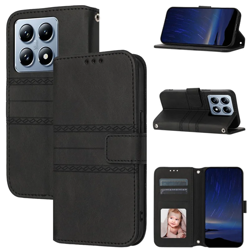Per il Portafoglio di Tettoni PU Xiaomi 14T Pro Case PU Coperchio Telefono - Nero