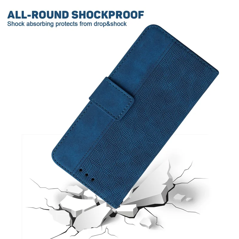 For Xiaomi 14T Pro Case Geometry Pattern Leather Wallet Phone Cover with Wrist Strap - Blue