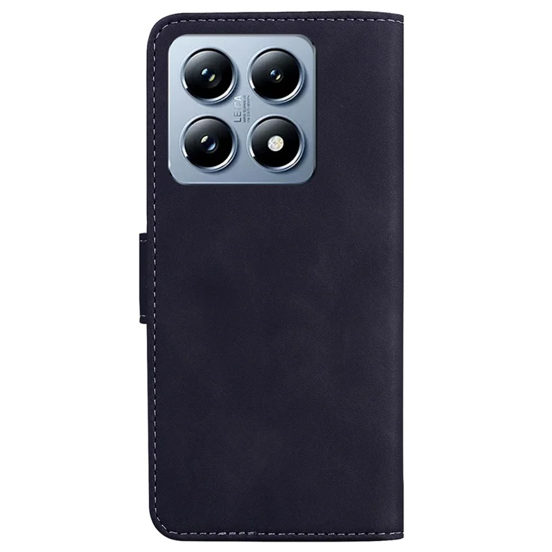 Fodral för Xiaomi 14T Pro, enfärgat läder, plånbok, svart