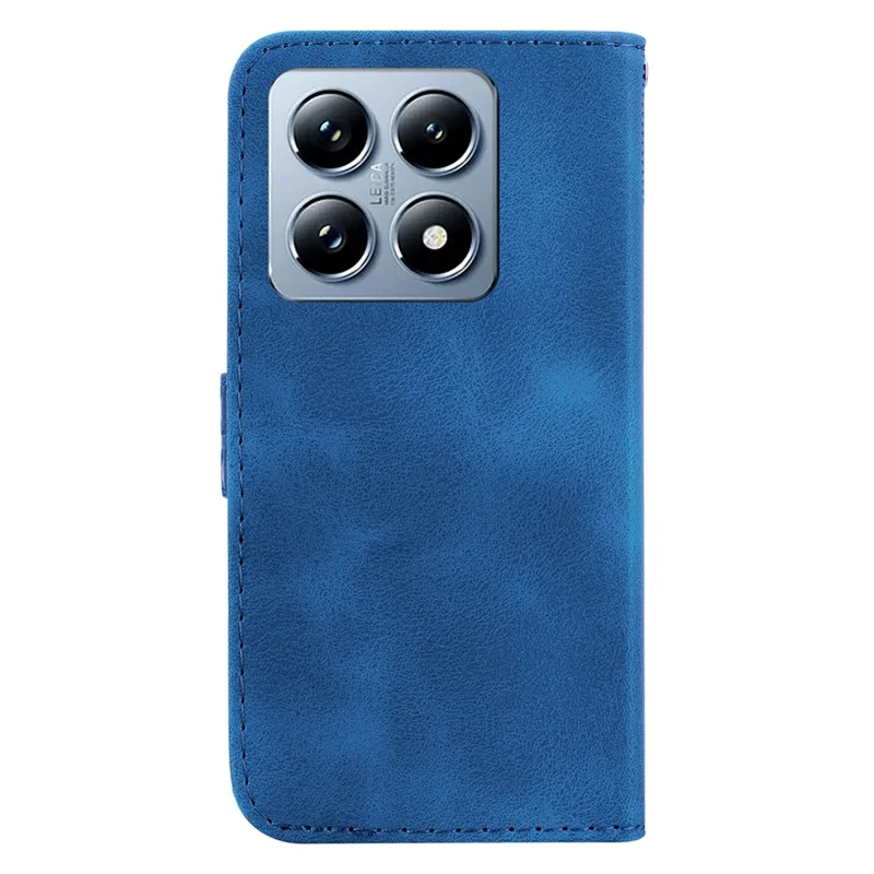 For Xiaomi 14T Pro Stand Case 7-Shaped Pattern Imprint Leather Phone Cover - Dark Blue