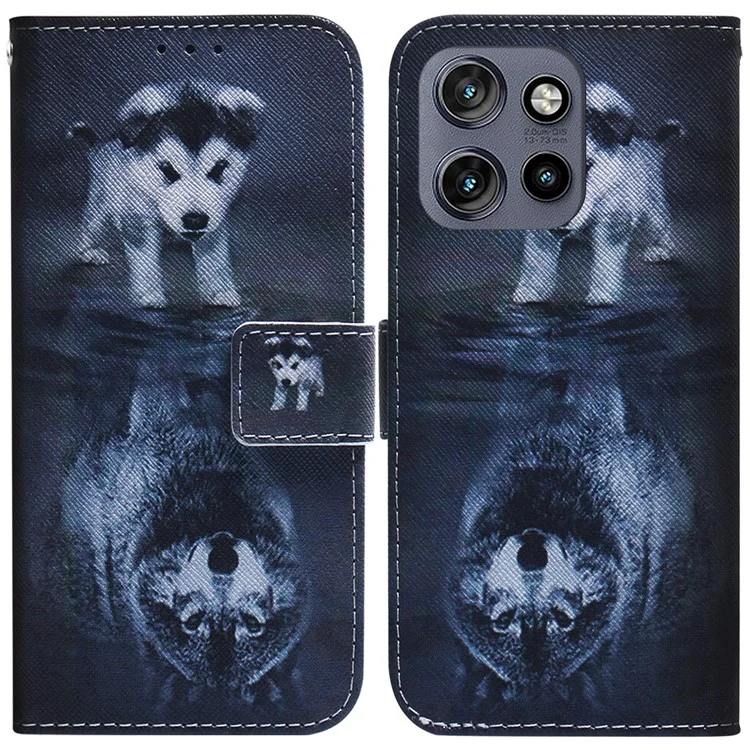 Per Motorola Edge 50 Neo 5G / Moto S50 5G Wallet Case Pattern Stampa Copertina di Telefono in Pelle - Cane e Lupo