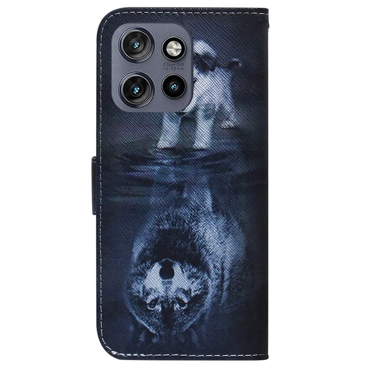 Per Motorola Edge 50 Neo 5G / Moto S50 5G Wallet Case Pattern Stampa Copertina di Telefono in Pelle - Cane e Lupo