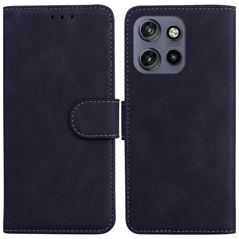 Para Motorola Edge 50 Neo 5G / Moto S50 5G Case Solid Color de Cuero Cubierta de Teléfono de Cuero - Negro