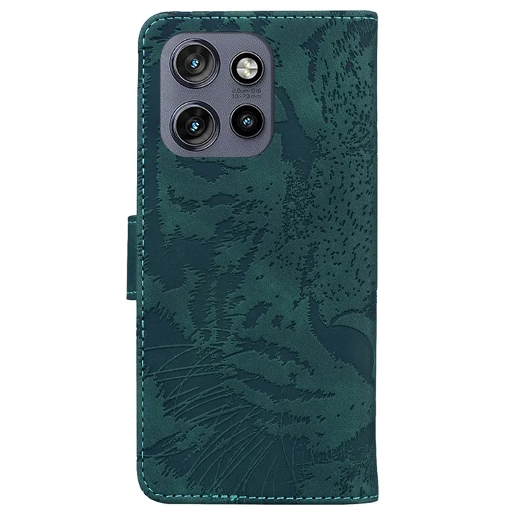 Pour Motorola Edge 50 Neo 5G / Moto S50 5G Étui Tiger Imprimer en Cuir Portefeuille Couverture de Téléphone - Vert