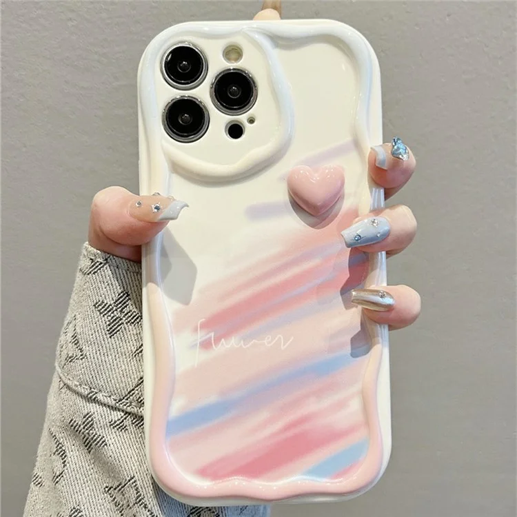 Для Iphone 16 Pro Max Case Rainbow Graffiti 3D Heart Decor Silicone Phone Cover