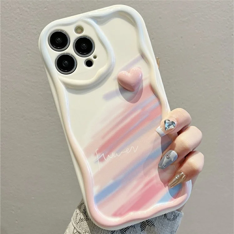 Для Iphone 16 Pro Max Case Rainbow Graffiti 3D Heart Decor Silicone Phone Cover
