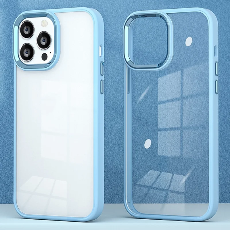 Pour Iphone 16 Pro Case Color Color Tpu + pc Téléphone pc Skin-touch High Transparency Back Cover - Bleu