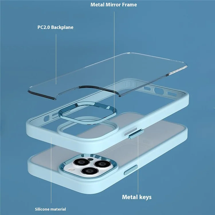 For iPhone 16 Pro Max Case Candy Color TPU+PC Phone Case Skin-Touch High Transparency Back Cover - Blue