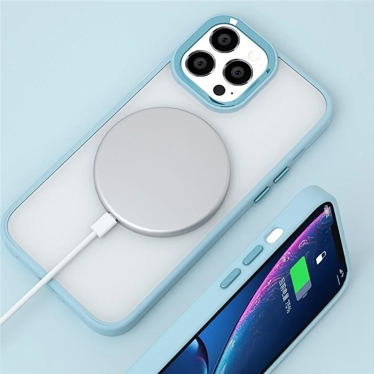 For iPhone 16 Pro Max Case Candy Color TPU+PC Phone Case Skin-Touch High Transparency Back Cover - Blue