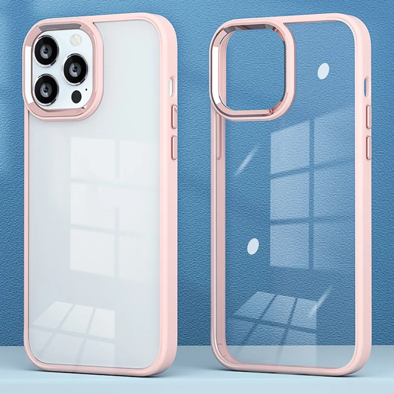 For iPhone 16 Pro Max Case Candy Color TPU+PC Phone Case Skin-Touch High Transparency Back Cover - Pink