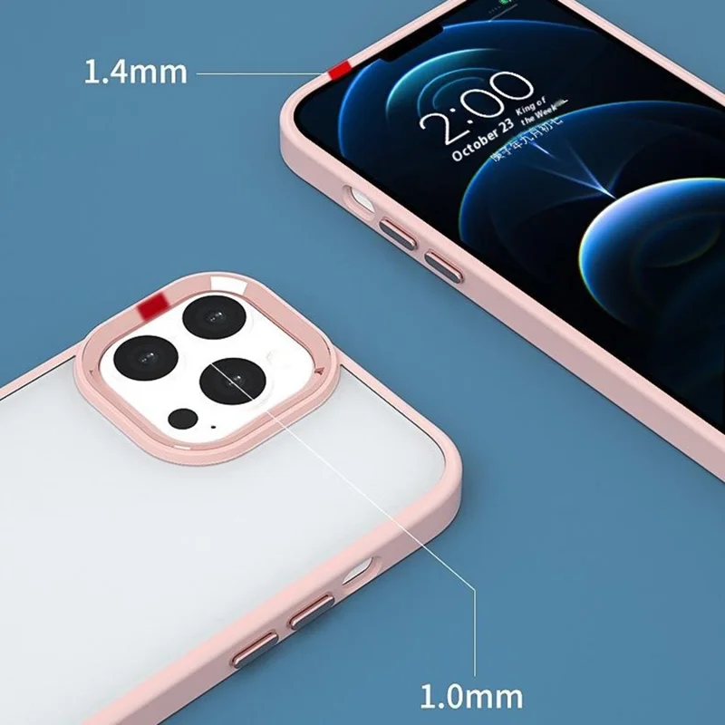 For iPhone 16 Pro Max Case Candy Color TPU+PC Phone Case Skin-Touch High Transparency Back Cover - Pink